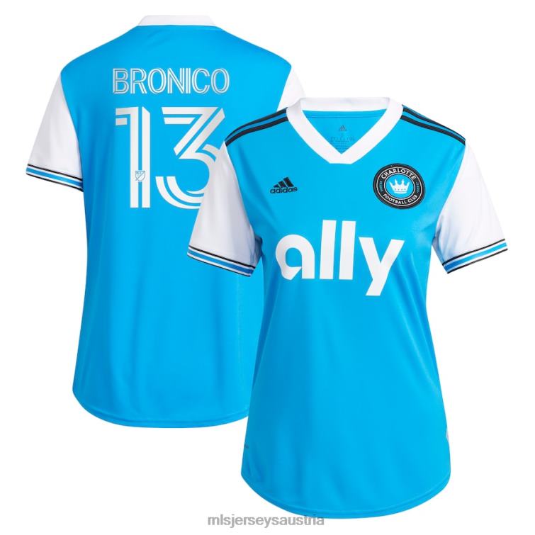 Frauen Charlotte FC Brandt Bronico adidas Blau 2023 neu geprägtes Replika-Spielertrikot Jersey MLS Jerseys TT4B270