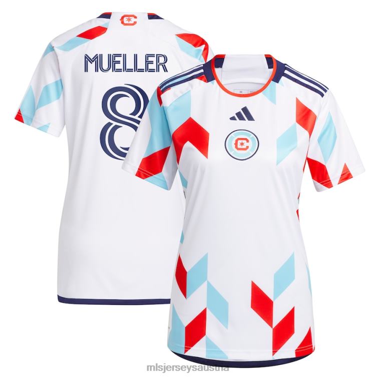 Frauen Chicago Fire Chris Mueller adidas Weiß 2023 ein Kit für alle Replika-Spielertrikots Jersey MLS Jerseys TT4B1019