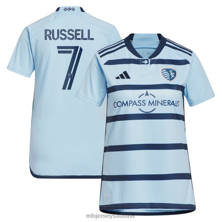 Frauen Sporting Kansas City Johnny Russell adidas hellblaues 2023 Hoops 4.0 Replika-Spielertrikot Jersey MLS Jerseys TT4B777