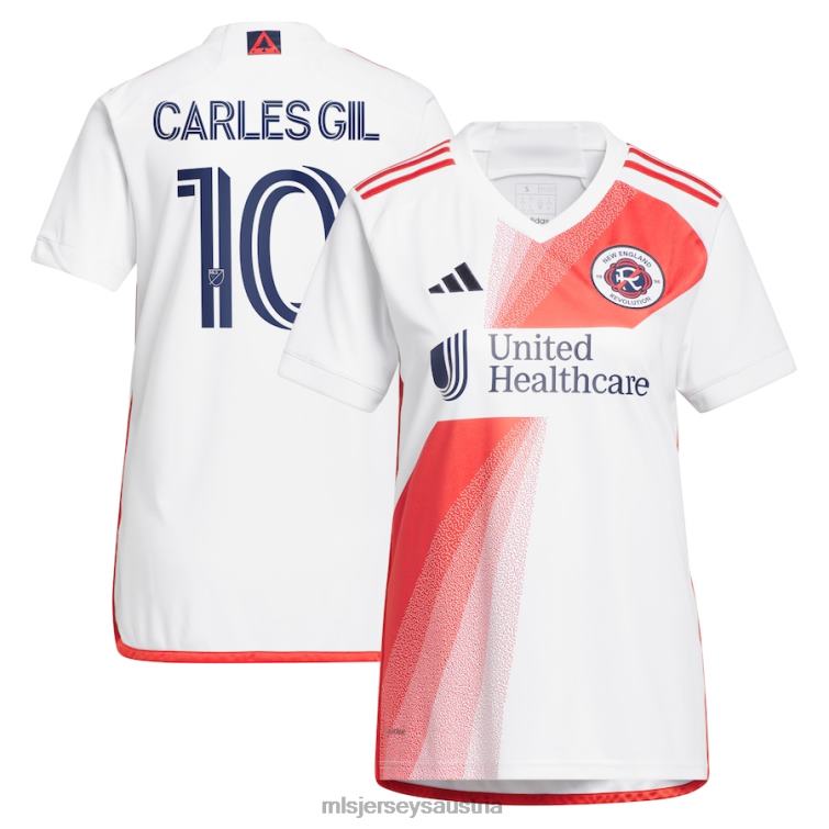 Frauen New England Revolution Carles Gil adidas weißes 2023 Defiance Replika-Trikot Jersey MLS Jerseys TT4B1215