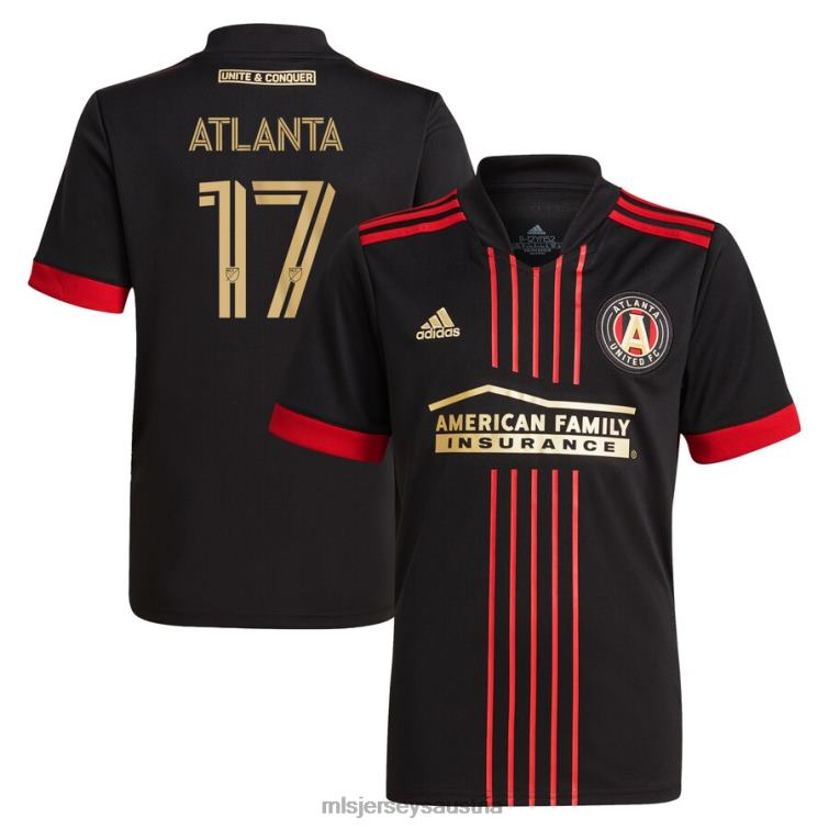 Kinder Atlanta United FC-Fans adidas schwarzes Replika-Trikot 2021 des Blvck-Kits Jersey MLS Jerseys TT4B876