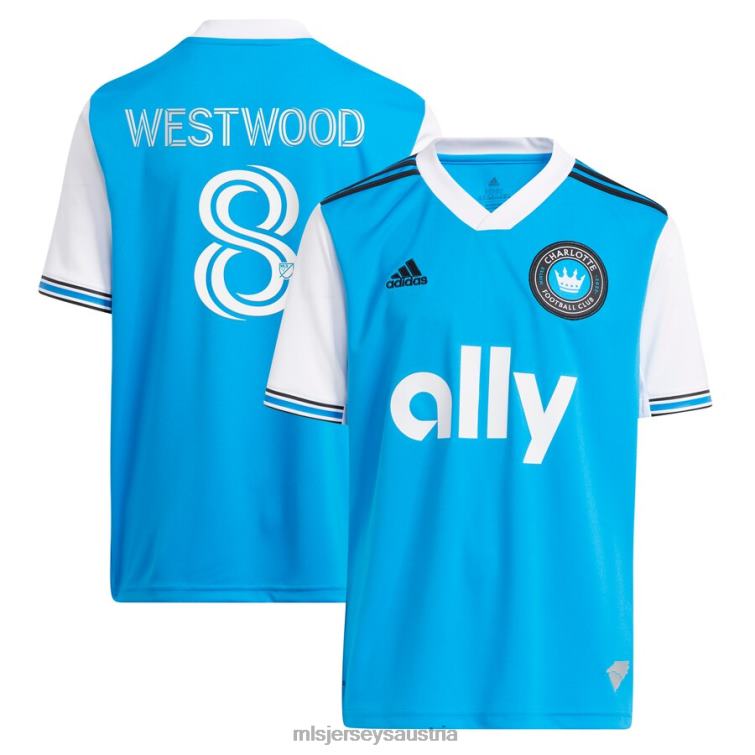 Kinder Charlotte FC Ashley Westwood adidas Blau 2023 neu geprägtes Replika-Spielertrikot Jersey MLS Jerseys TT4B1160