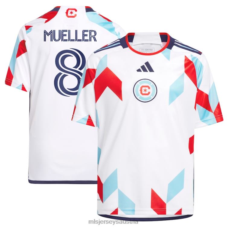 Kinder Chicago Fire Chris Mueller adidas Weiß 2023 ein Kit für alle Replika-Spielertrikots Jersey MLS Jerseys TT4B658