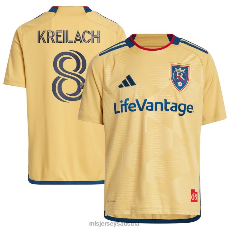 Kinder Real Salt Lake Damir Kreilach adidas Gold 2023 The Beehive State Kit Replika-Spielertrikot Jersey MLS Jerseys TT4B970