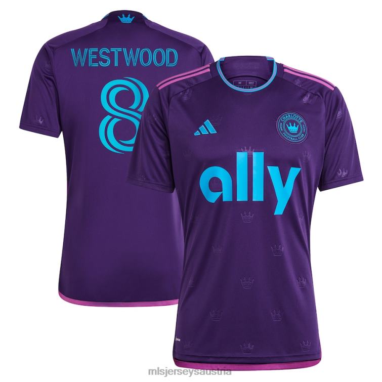 Männer Charlotte FC Ashley Westwood Adidas Lila 2023 Crown Jewel Kit Replika-Trikot Jersey MLS Jerseys TT4B1091