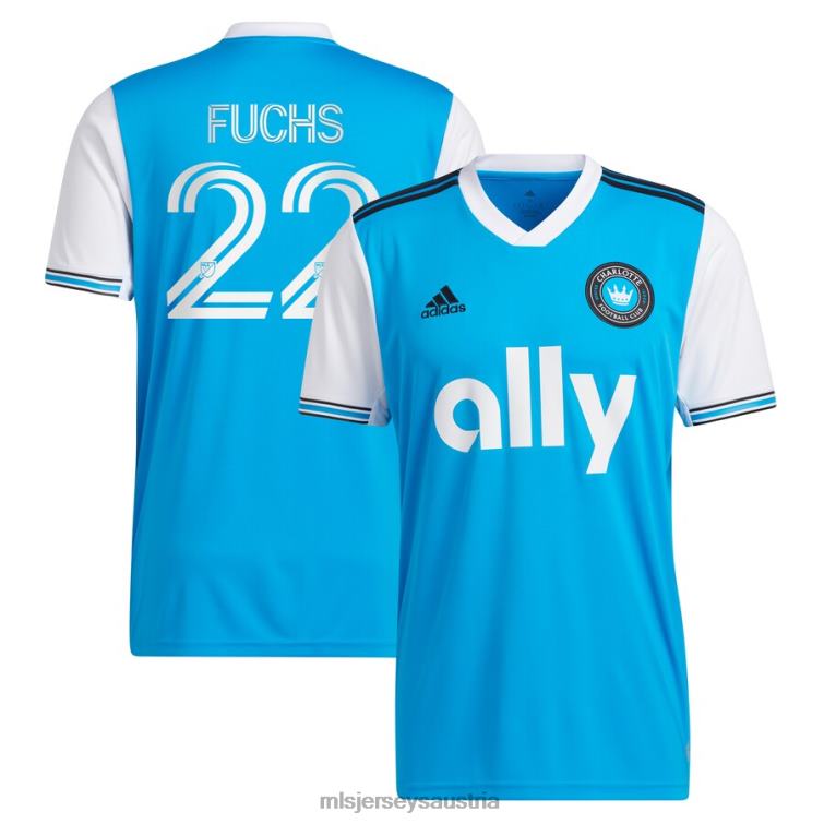 Männer Charlotte FC Christian Fuchs adidas Blau 2022 Primär-Replika-Spielertrikot Jersey MLS Jerseys TT4B419
