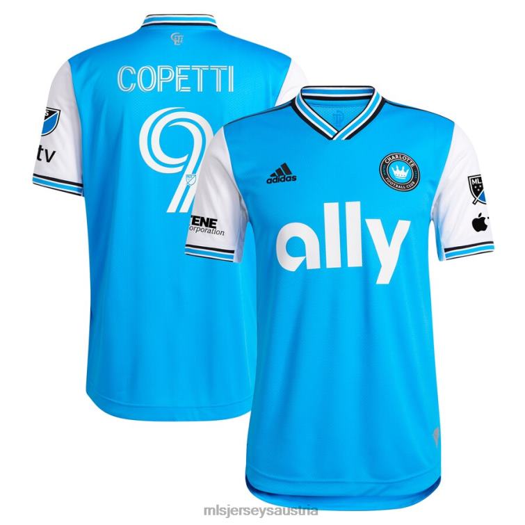 Männer Charlotte FC Enzo Copetti adidas Blau 2023 neu geprägtes authentisches Spielertrikot Jersey MLS Jerseys TT4B1281