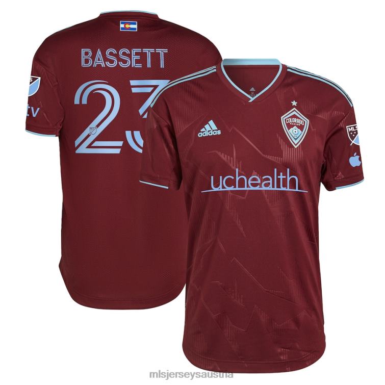Männer Colorado Rapids Cole Bassett adidas Burgund 2023 authentisches Club-Spielertrikot Jersey MLS Jerseys TT4B1069