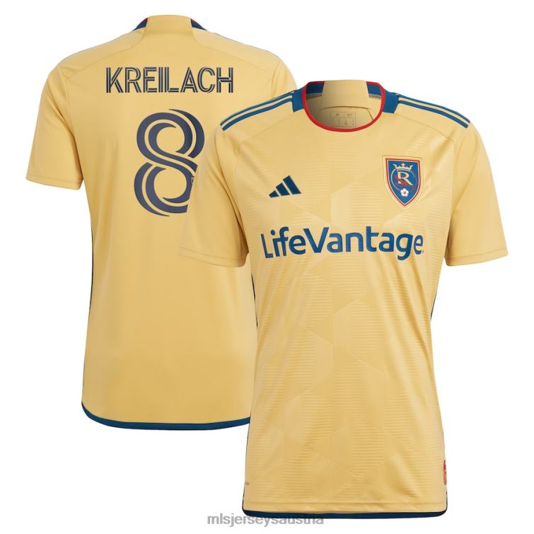 Männer Real Salt Lake Damir Kreilach adidas Gold 2023 The Beehive State Kit Replika-Spielertrikot Jersey MLS Jerseys TT4B674