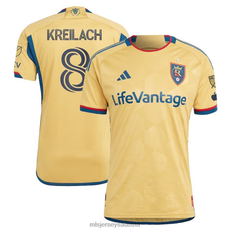 Männer Real Salt Lake Damir Kreilach adidas Gold 2023 The Beehive State Kit authentisches Spielertrikot Jersey MLS Jerseys TT4B791