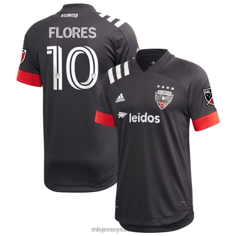 Männer Gleichstrom United Edison Flores adidas schwarzes 2020 Primär-Authentisches Trikot Jersey MLS Jerseys TT4B1375