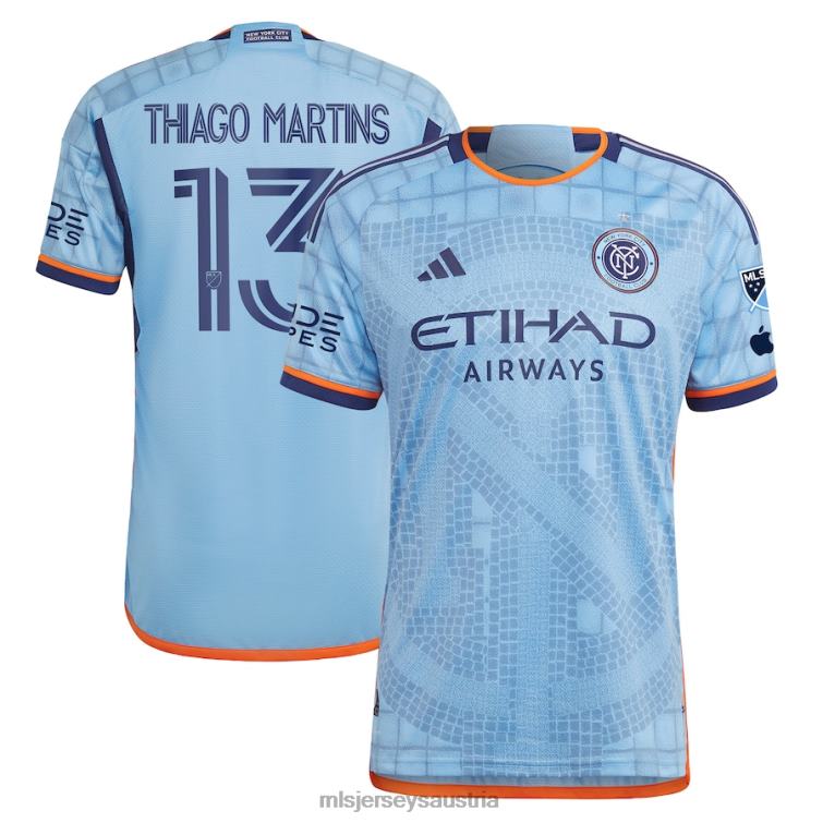 Männer New York City FC Thiago Martins adidas Hellblau 2023 das Interboro Kit authentisches Spielertrikot Jersey MLS Jerseys TT4B785