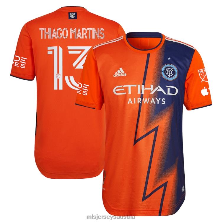 Männer New York City FC Thiago Martins adidas Orange 2023 The Volt Kit authentisches Spielertrikot Jersey MLS Jerseys TT4B1076