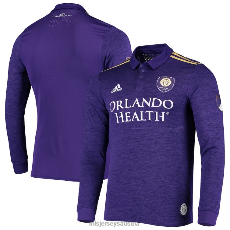 Männer Orlando City SC adidas lila 2019 authentisches Heim-Langarmtrikot Jersey MLS Jerseys TT4B731