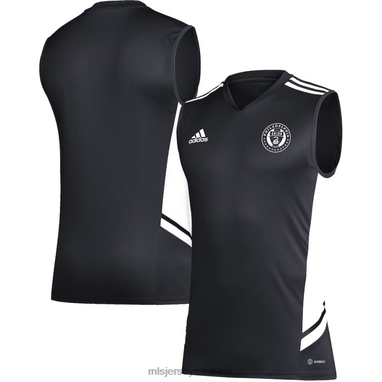 Männer Philadelphia Union adidas schwarz/weißes ärmelloses Trainingstrikot Jersey MLS Jerseys TT4B404