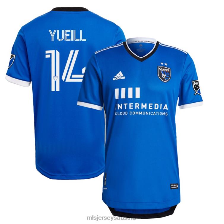 Männer San Jose Erdbeben Jackson Yueill adidas Blau 2021 primäres authentisches Spielertrikot Jersey MLS Jerseys TT4B1414