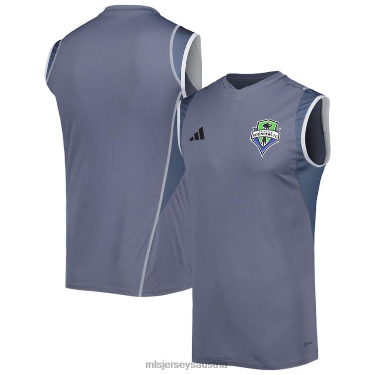Männer Seattle Sounders FC adidas graues ärmelloses On-Field-Trainingstrikot 2023 Jersey MLS Jerseys TT4B384