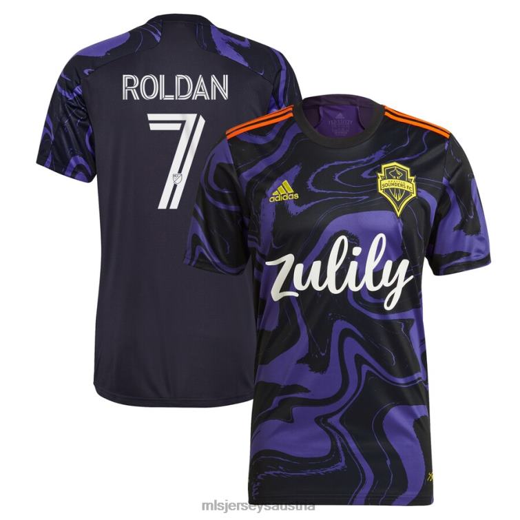 Männer Seattle Sounders FC Cristian Roldan adidas lila 2021 das Jimi Hendrix Kit Replika-Spielertrikot Jersey MLS Jerseys TT4B596