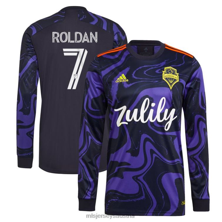 Männer Seattle Sounders FC Cristian Roldan adidas lila 2021 das Jimi Hendrix Kit langärmliges Replika-Spielertrikot Jersey MLS Jerseys TT4B443