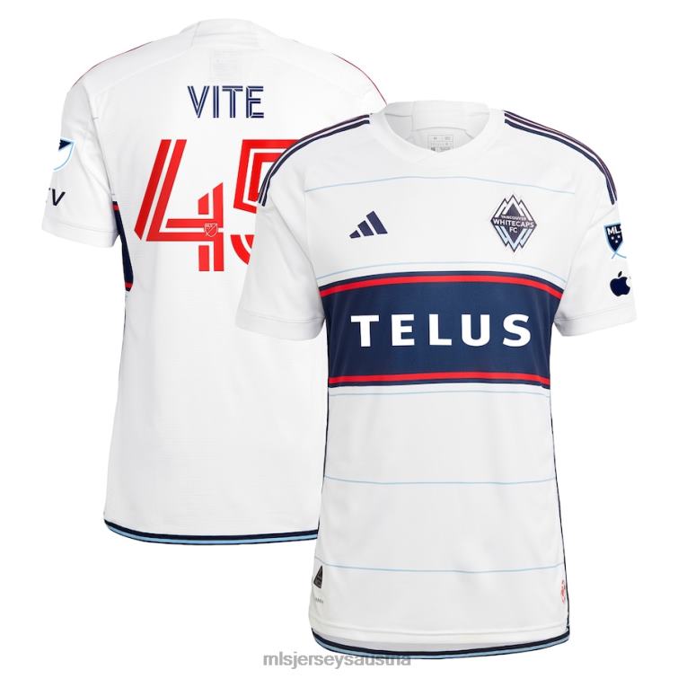 Männer Vancouver Whitecaps FC Pedro Vite adidas weißes 2023 Bloodlines authentisches Spielertrikot Jersey MLS Jerseys TT4B888